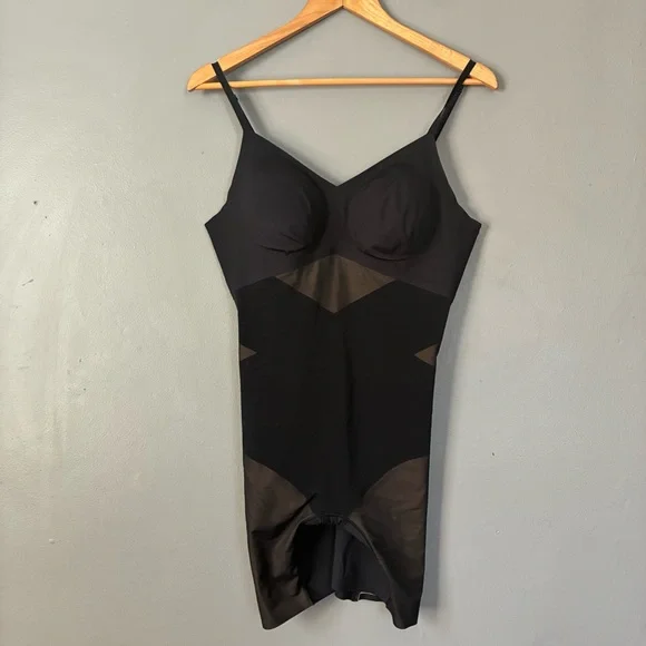 NWT Honeylove SuperPower Mid-Thigh Bodysuit Black Shapewear runway Size X-Large - Picture 3 of 10